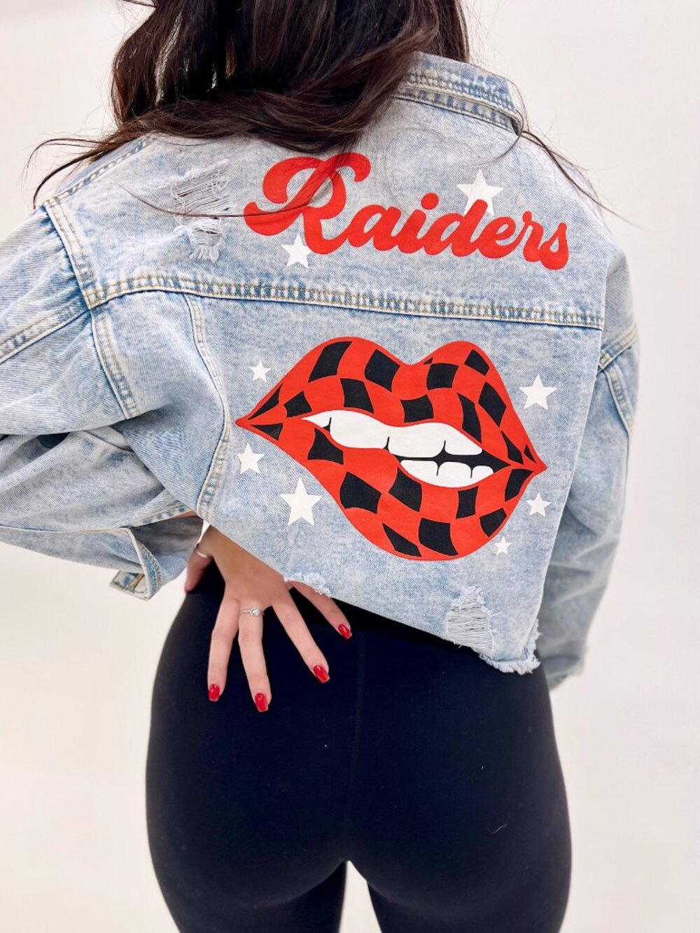 Texas Tech Checkered Lips Denim Jacket